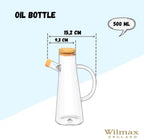 Wilmax Ölflasche 500 ml Glas mit Bambusdeckel WL-888964/A