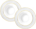 Wilmax Tiefer Teller 22,5 cm 2er-Set Weiß mit Goldrand aus Porzellan