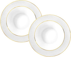 Wilmax Tiefer Runder Teller mit Goldlinien, 22,5 cm, 2er Set, WL-880102303/A2