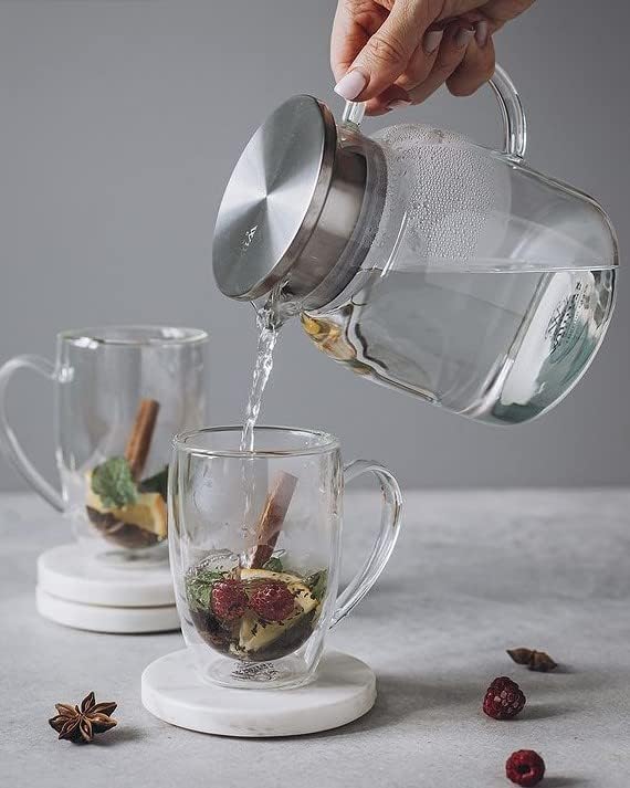 Wilmax Karaffe 1000 ml Thermoglas mit Edelstahl Deckel Transparent WL-888213/A