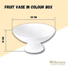 Wilmax WL-996126/1C Porzellan Obstvase, Weiss, 24cm Durchmesser, 11.5cm Höhe