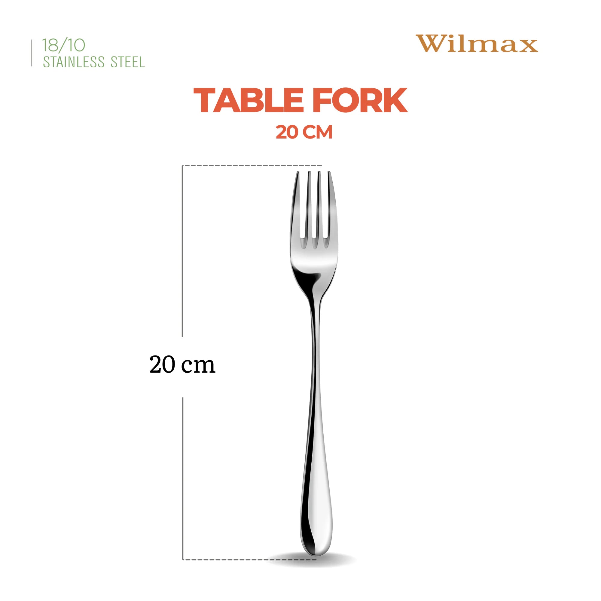Wilmax Tafelgabel 20 cm 2er-Set Silber aus Edelstahl