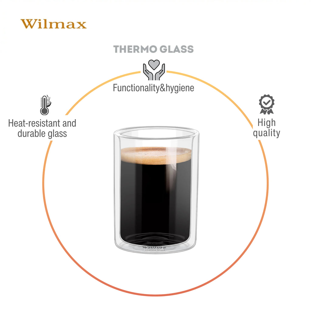 Wilmax Doppelwandiges Thermoglas 100 ml Transparent