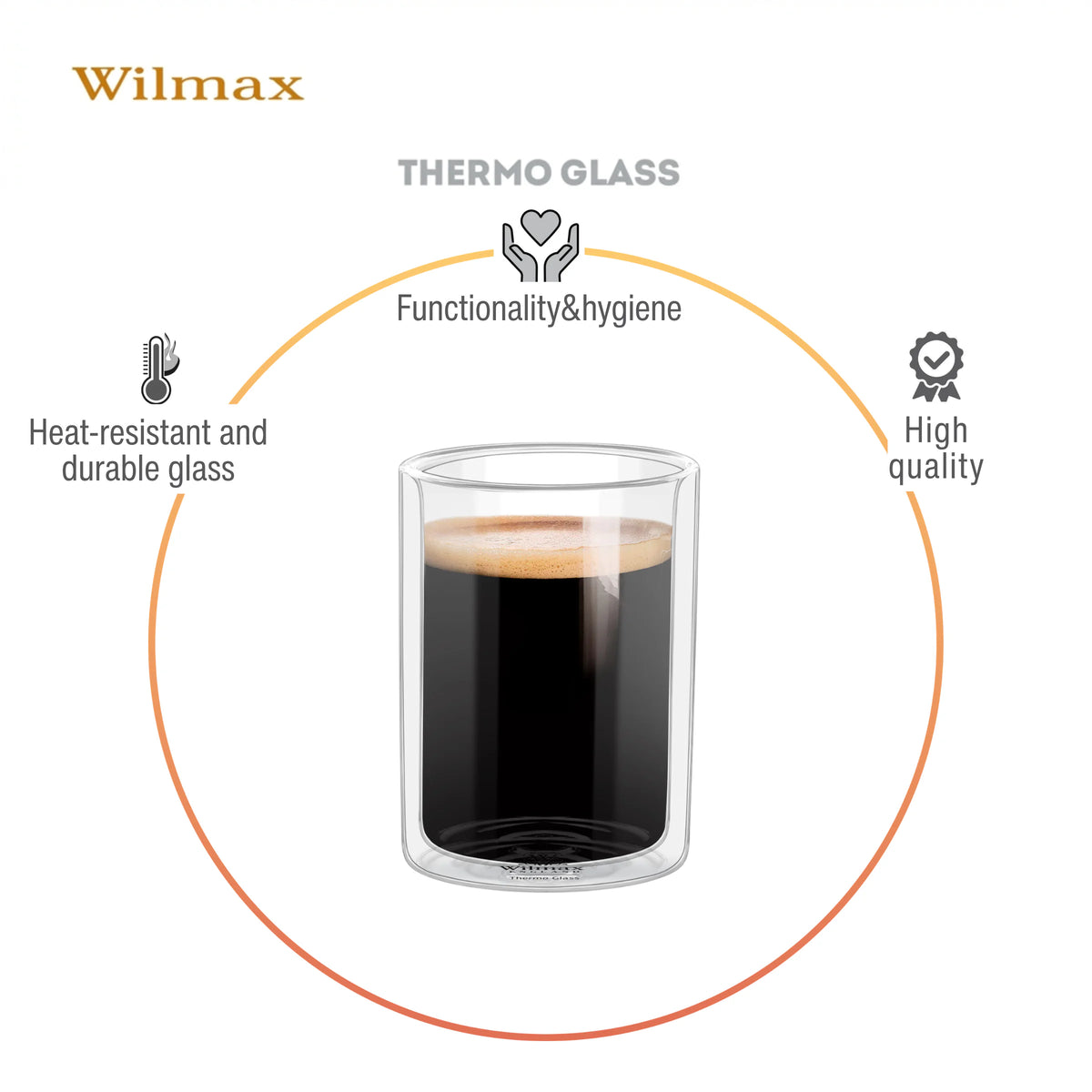 Wilmax Doppelwandiges Thermoglas 100 ml Transparent