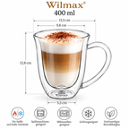 Wilmax Doppelwandiger Becher 400 ml 4er-Set Transparent