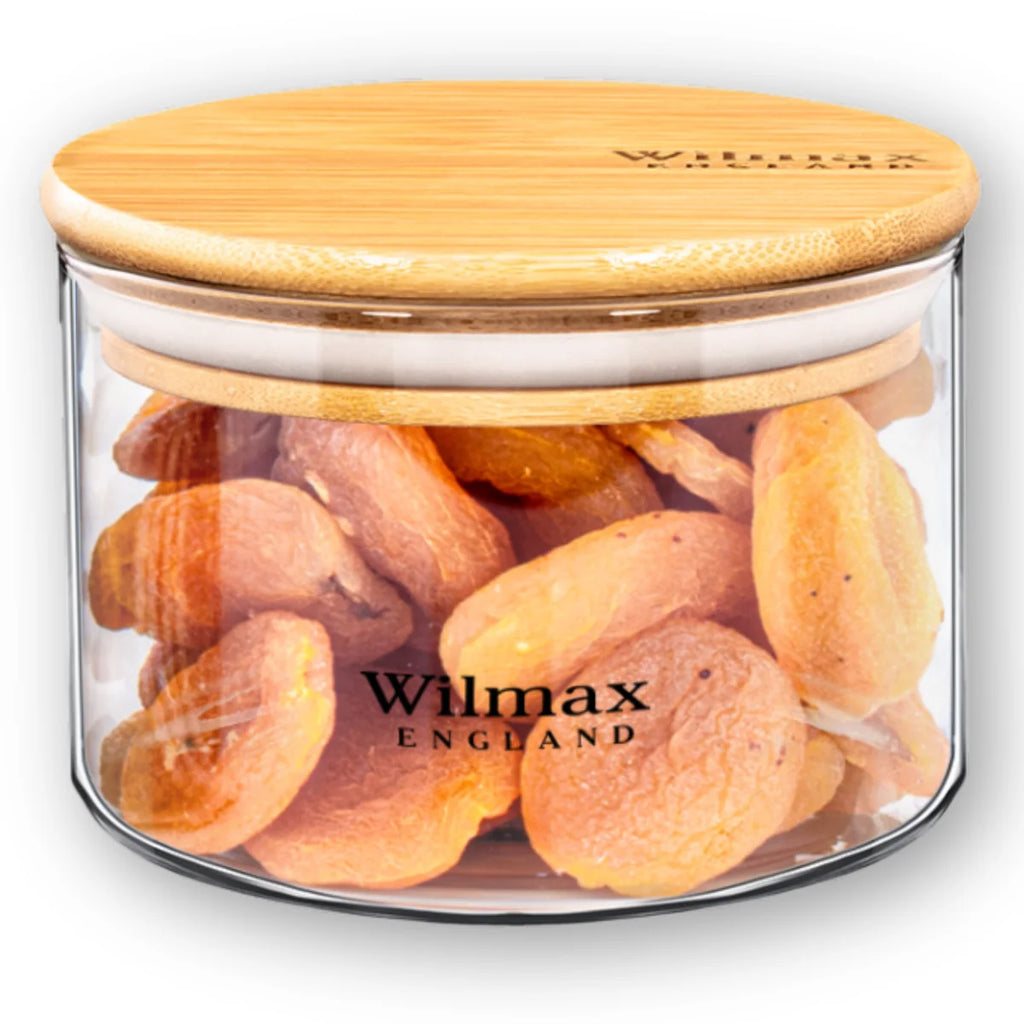 Wilmax Vorratsglas 400 ml mit Bambusdeckel Transparent
