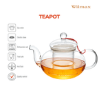 Wilmax Teekanne 900 ml Glas mit Glasdeckel Transparent WL-888814/A