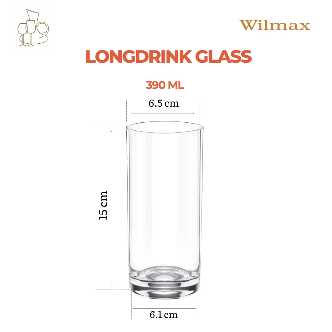 Wilmax Wasser& Saftgläser 390 ml 6er-Set Transparent aus Wilmax Crystalline-Serie