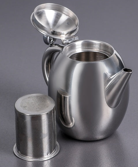 Wilmax Doppelwandige Teekanne 1200 ml Silber aus Edelstahl