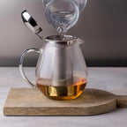 Wilmax Teekanne 850 ml mit Edelstahlfilter Transparent aus Thermoglas