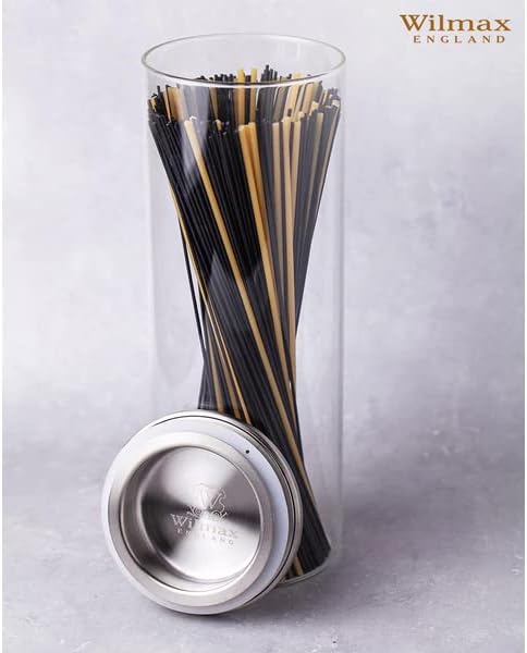 Wilmax Vorratsglas 1500 ml mit Edelstahldeckel 2er-Set Transparent