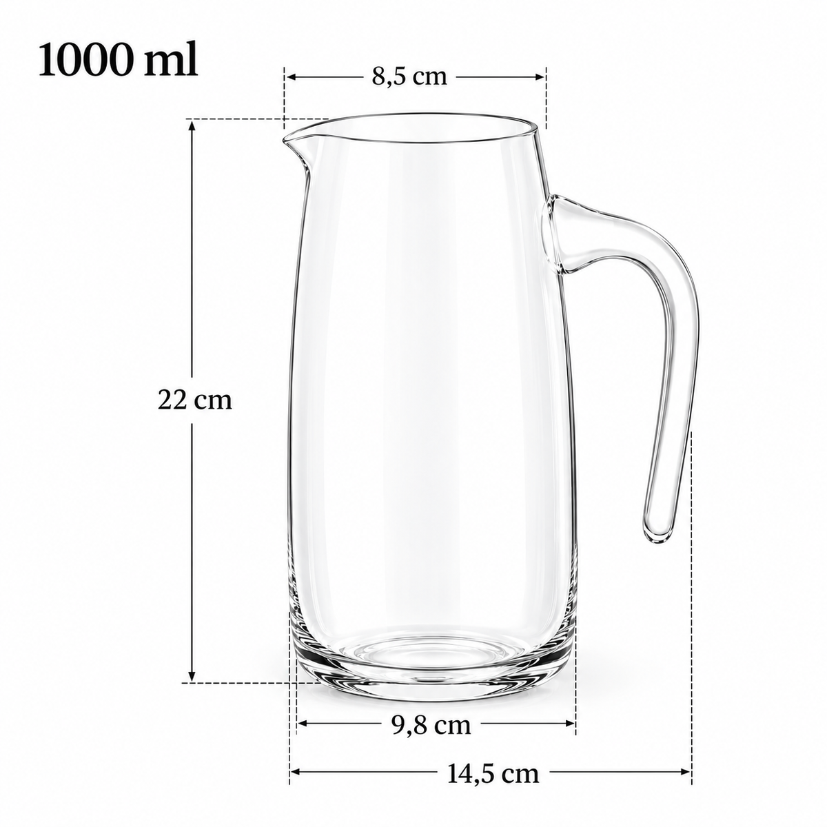 Wilmax Krug 1000 ml Transparent aus Wilmax Crystalline-Serie