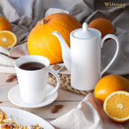 Wilmax Kaffeetassen mit Untertassen 110 ml 2er-Set Weiß aus Porzellan