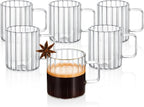 Wilmax Hitzebeständiger Glasbecher mit Henkel 200 ml 6er-Set aus Glas