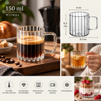 Wilmax Hitzebeständiger Glasbecher mit Henkel 150 ml Transparent aus Glas