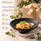 Wilmax Tiefer Teller 22,5 cm 1100 ml Schwarz aus Porzellan