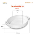 Wilmax Auflaufform mit Griffen 1650 ml Weiß aus Porzellan