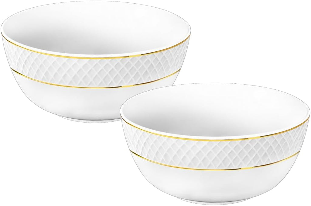 Wilmax Schale 1300 ml 18 cm 2er-Set Weiß mit Goldrand aus Porzellan