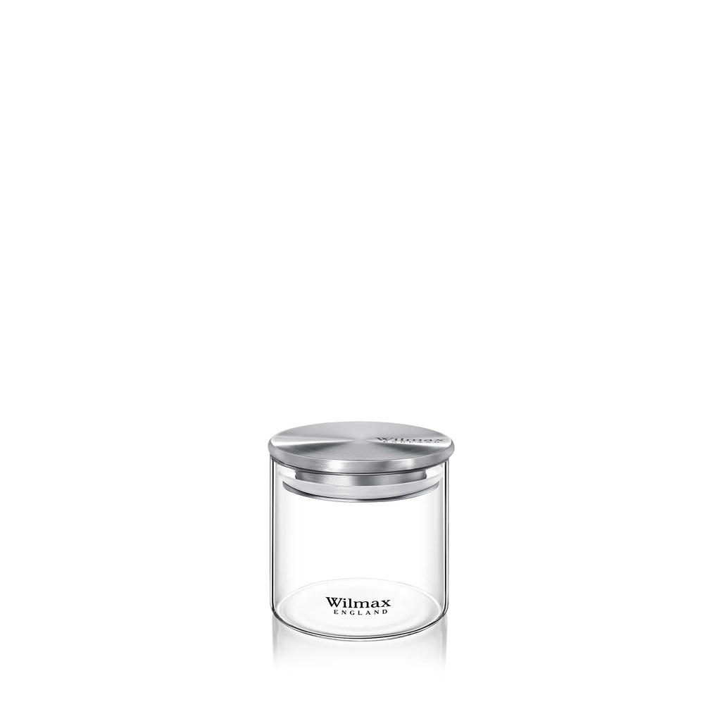 Wilmax Vorratsglas 600 ml mit Edelstahldeckel Transparent