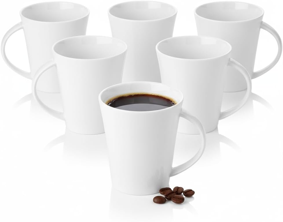 Wilmax Tasse 380 ml 6er-Set Weiß aus Porzellan