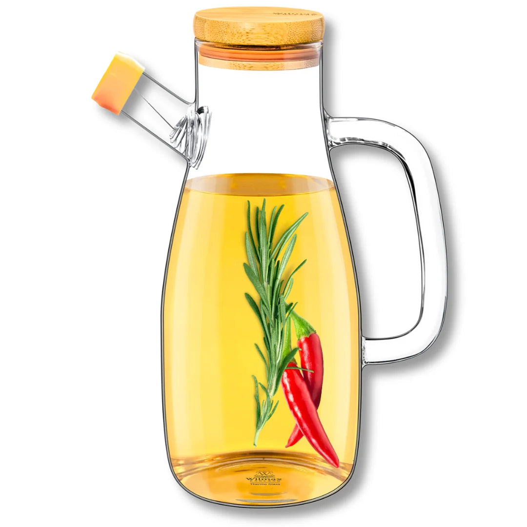 Wilmax Ölflasche 1000 ml mit Filter Transparent aus Glas
