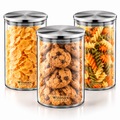 Wilmax Vorratsglas 1100 ml mit Edelstahldeckel 3er-Set Transparent