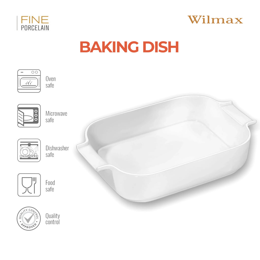 Wilmax Auflaufform mit Griffen 860 ml Weiß aus Porzellan