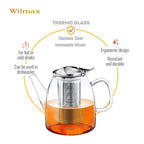 Wilmax Teekanne 950 ml Borosilikatglas Edelstahlfilter WL-888808/A