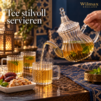 Wilmax Hitzebeständiger Glasbecher mit Henkel 200 ml 6er-Set aus Glas