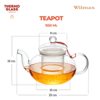 Wilmax Teekanne 900 ml Glas mit Glasdeckel Transparent WL-888814/A
