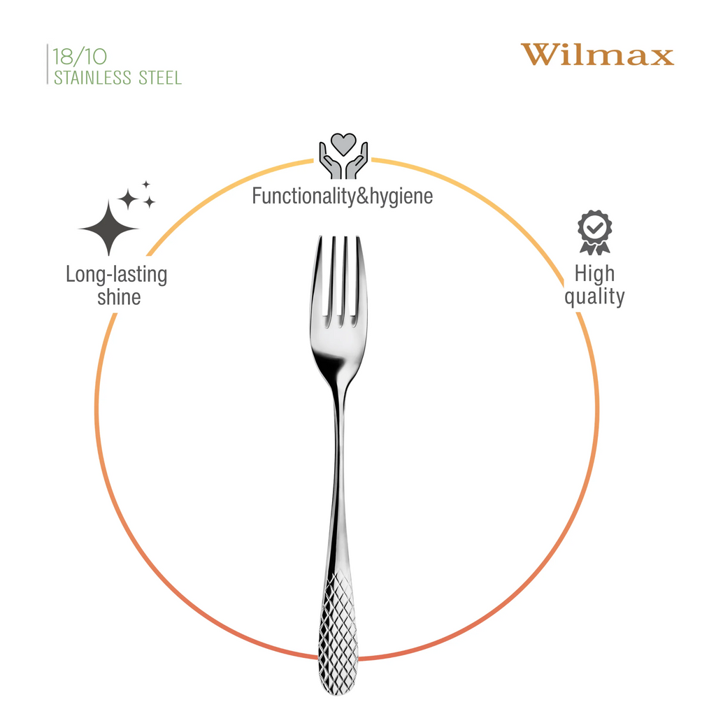 Wilmax Tafelgabel 20 cm 6er-Set Silber aus Edelstahl