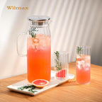 Wilmax Krug 1500 ml mit Edelstahldeckel Transparent aus Thermoglas