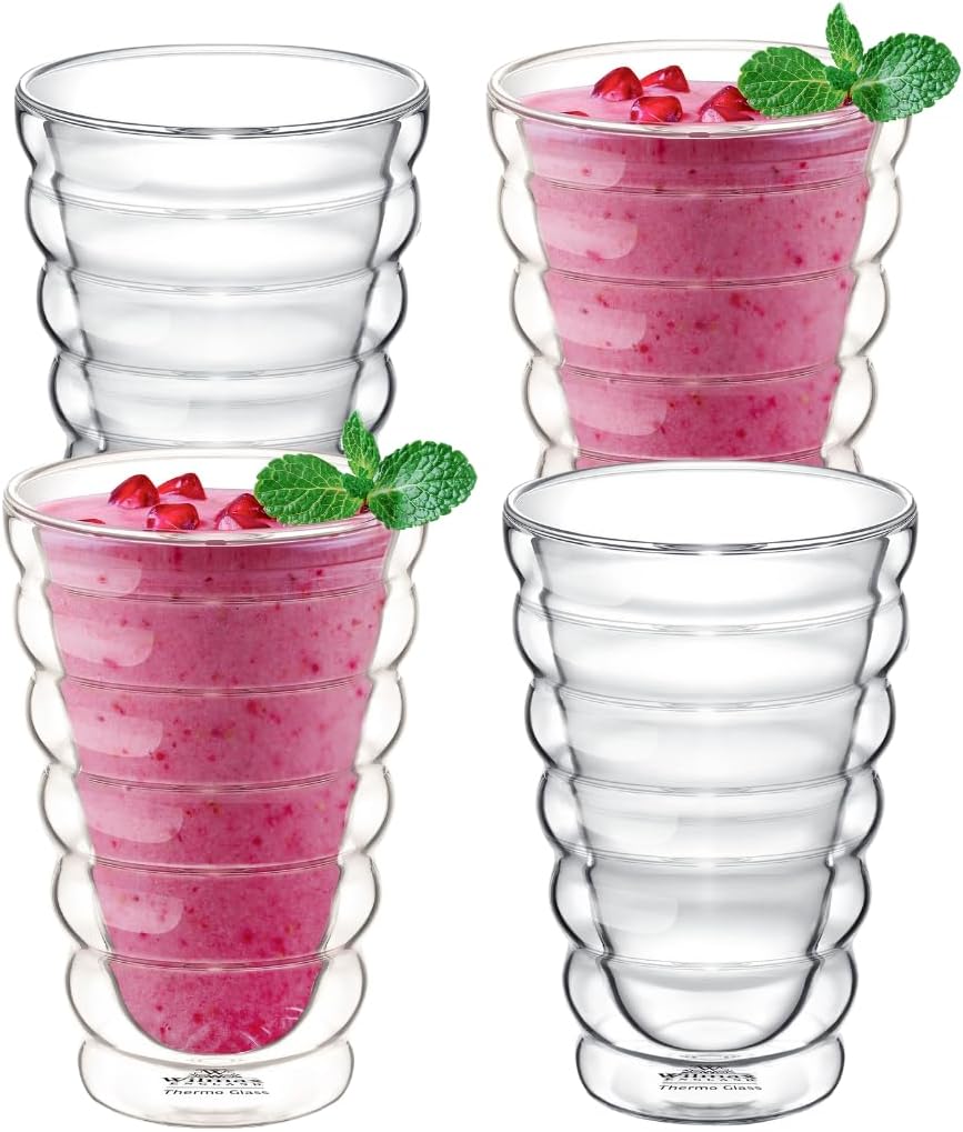 Wilmax Doppelwandiger Thermobecher 300 ml 4er-Set Transparent