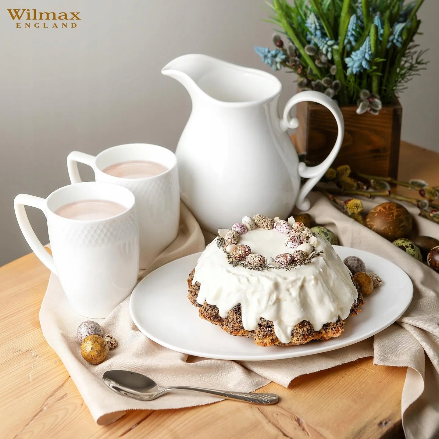 Wilmax Becher 450 ml 2er-Set Weiß aus Porzellan