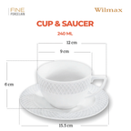Wilmax Tasse mit Untertasse 240 ml Weiß Porzellan WL-880101404/AB