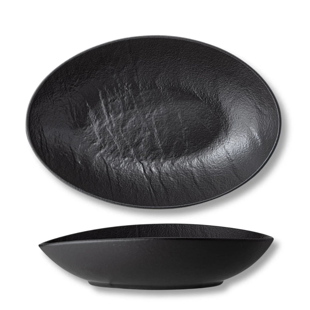 Wilmax Ovale Servierschale 30 × 19,5 × 7 cm Schwarz aus Porzellan