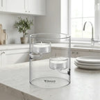 Wilmax Teelichthalter für 2 Teelichter 12 cm Transparent aus Glas