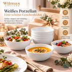 Wilmax Schale 14 cm 600 ml 2er-Set Weiß aus Porzellan