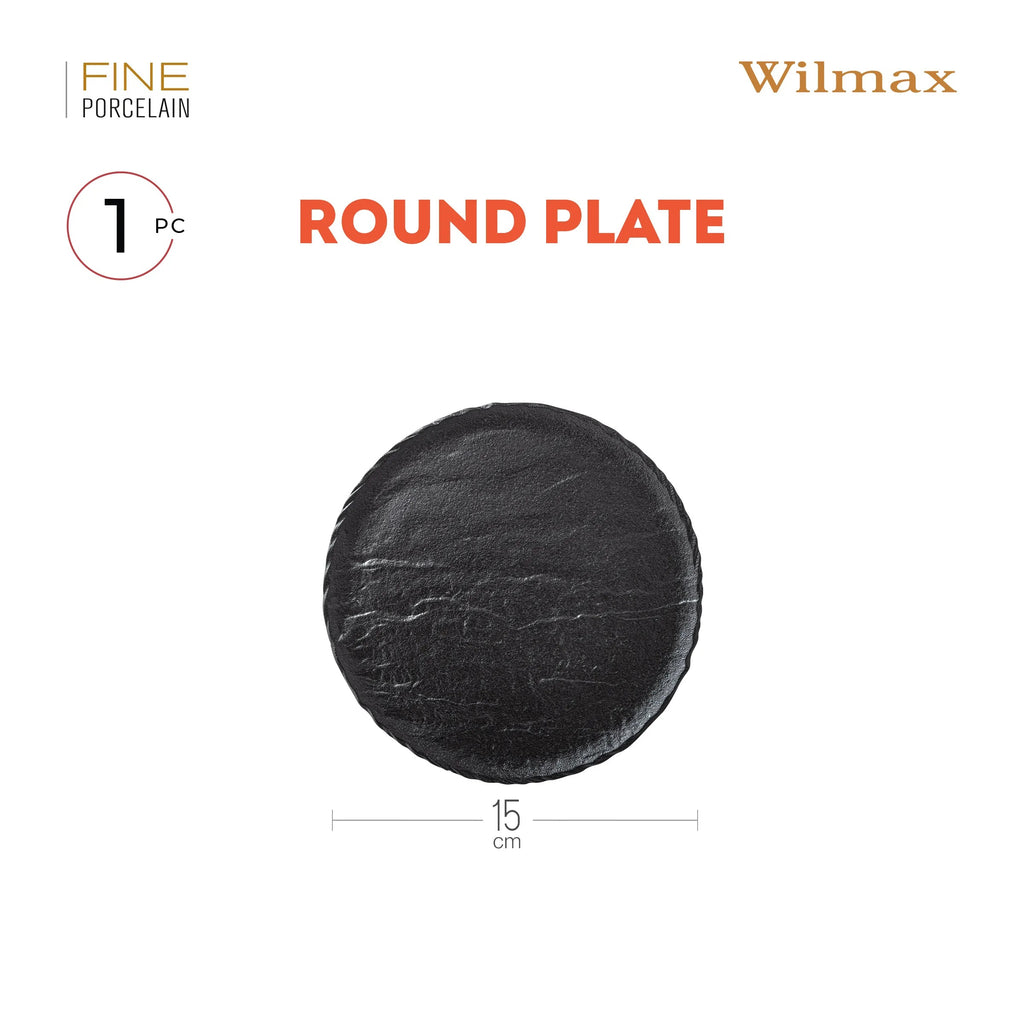 Wilmax Runder Teller 15,5 cm Schwarz aus Porzellan