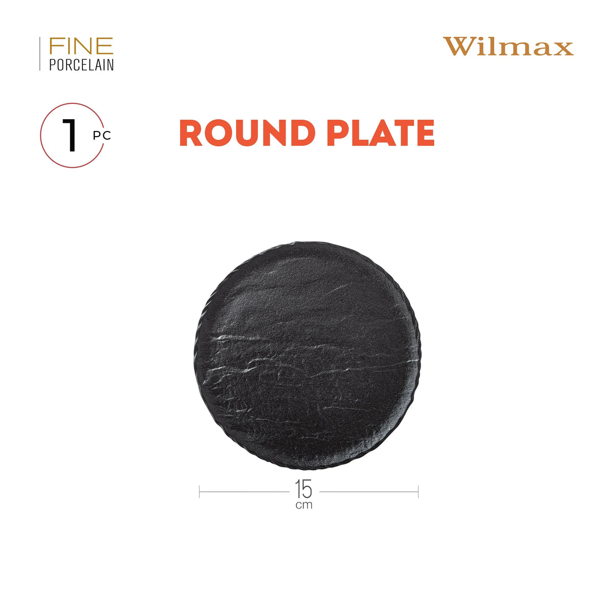 Wilmax Runder Teller 15,5 cm Schwarz aus Porzellan