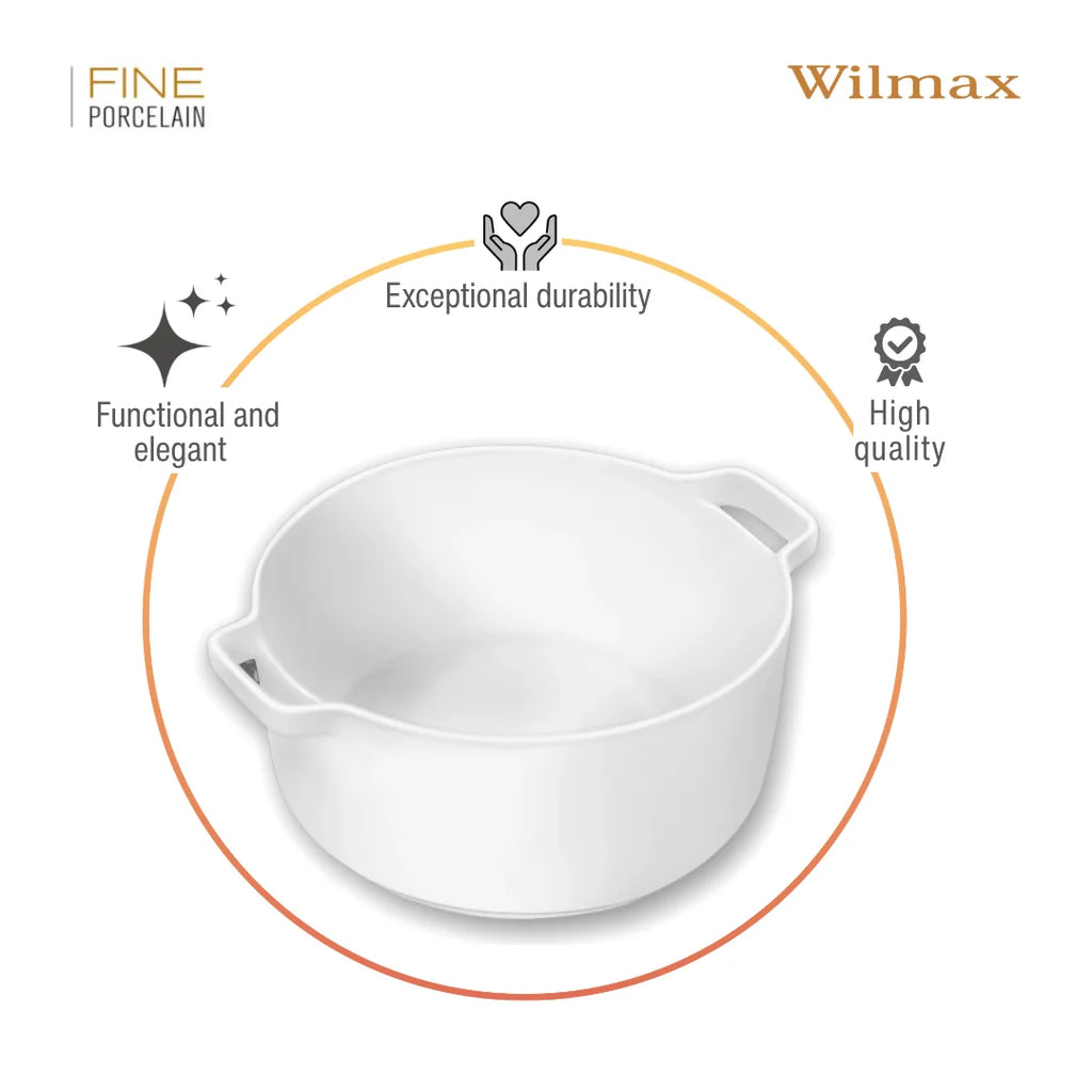 Wilmax Auflaufform mit Griffen 910 ml Weiß aus Porzellan