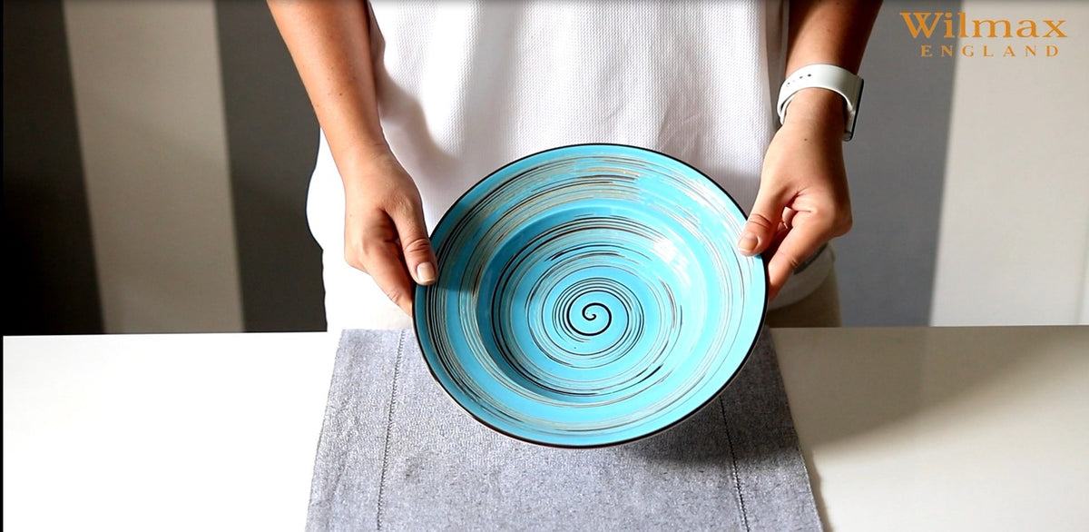 Wilmax Tiefer Teller 25,5 cm 350 ml Blau aus Porzellan