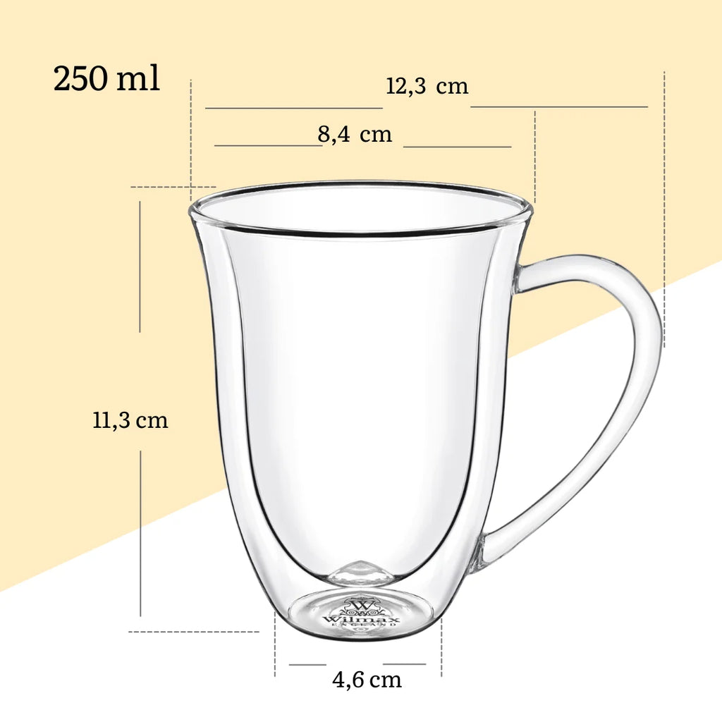 Wilmax Doppelwandige Tasse 250 ml 4er-Set Transparent