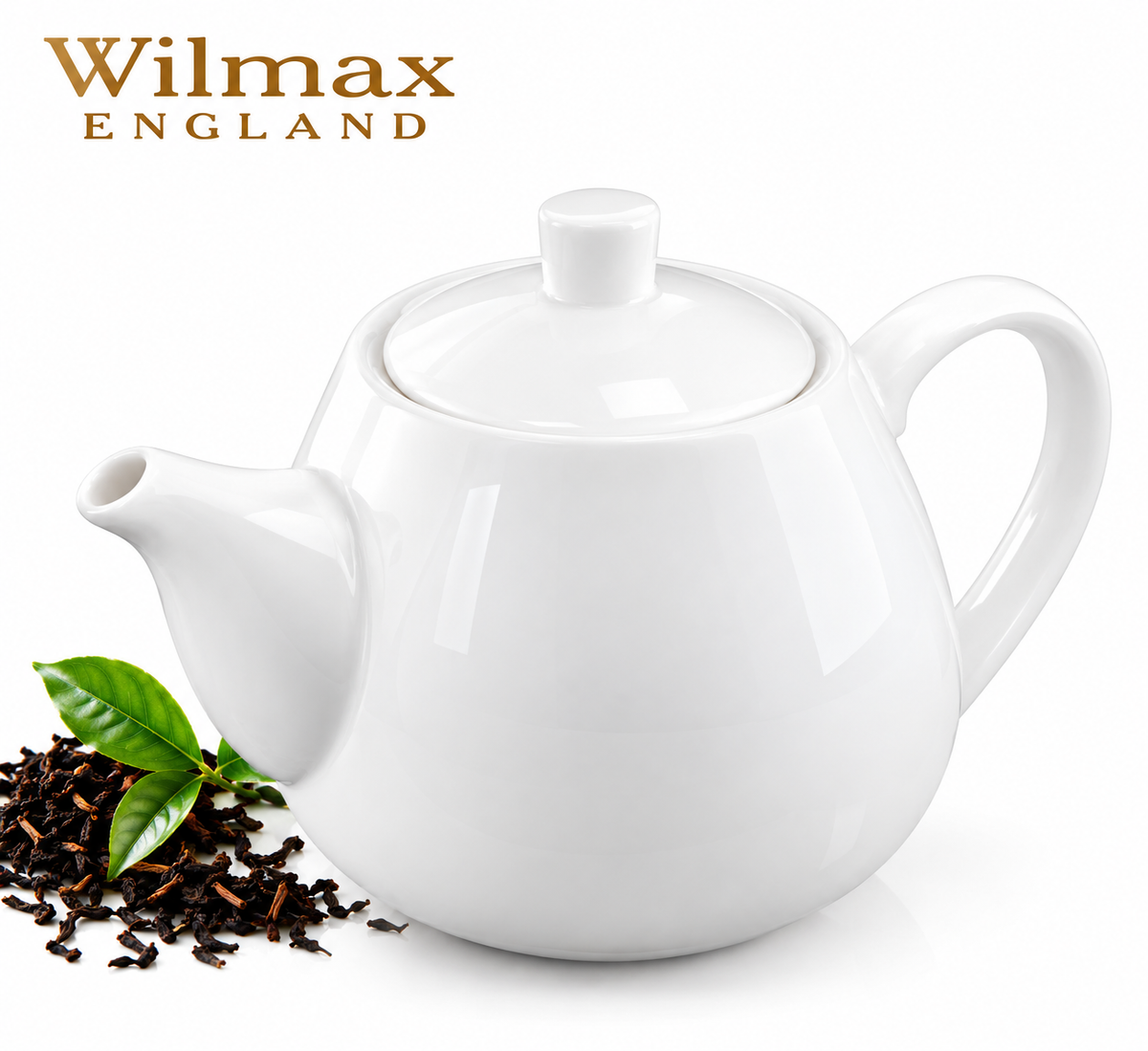 Wilmax Kaffee- und Teekanne mit integriertem Ausgusssieb 1000 ml Weiß aus Porzellan
