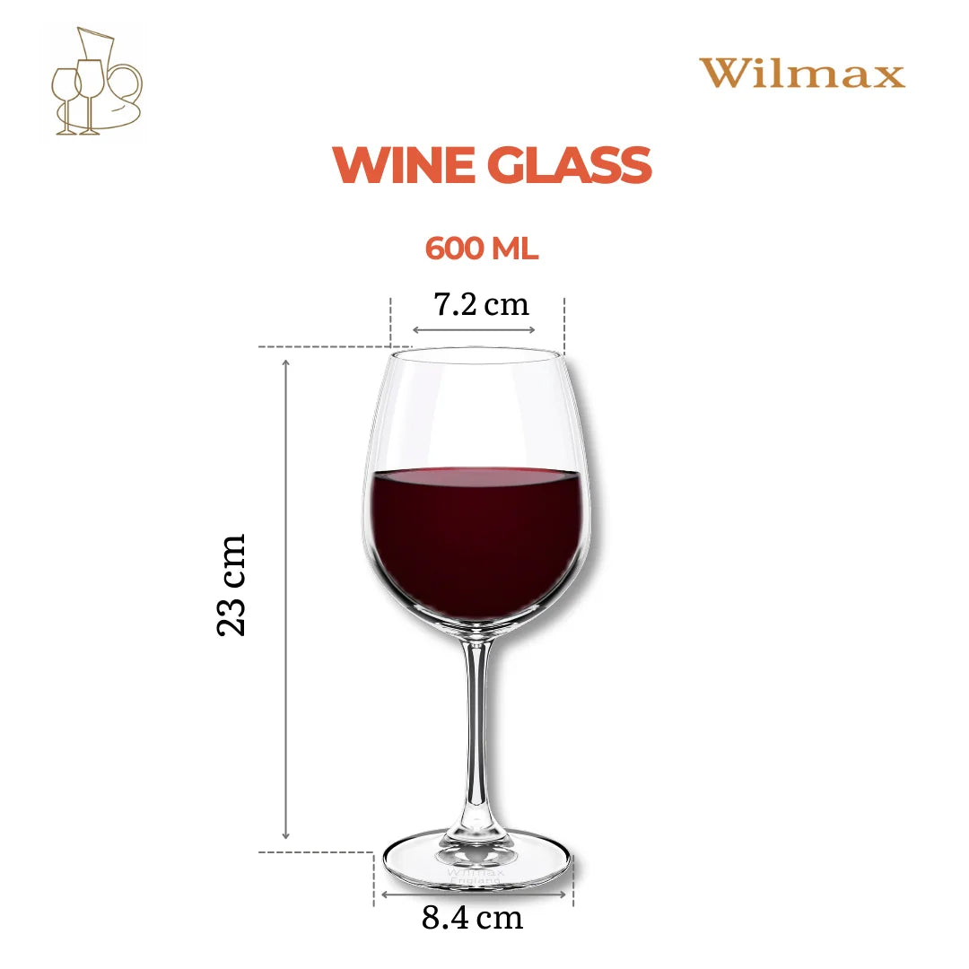 Wilmax Weinglas 600 ml 6er-Set Transparent aus Wilmax Crystalline-Serie