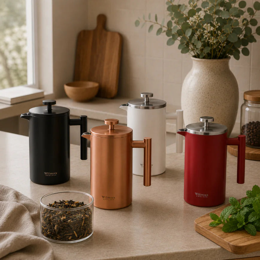 Wilmax French Press 1000 ml aus Edelstahl