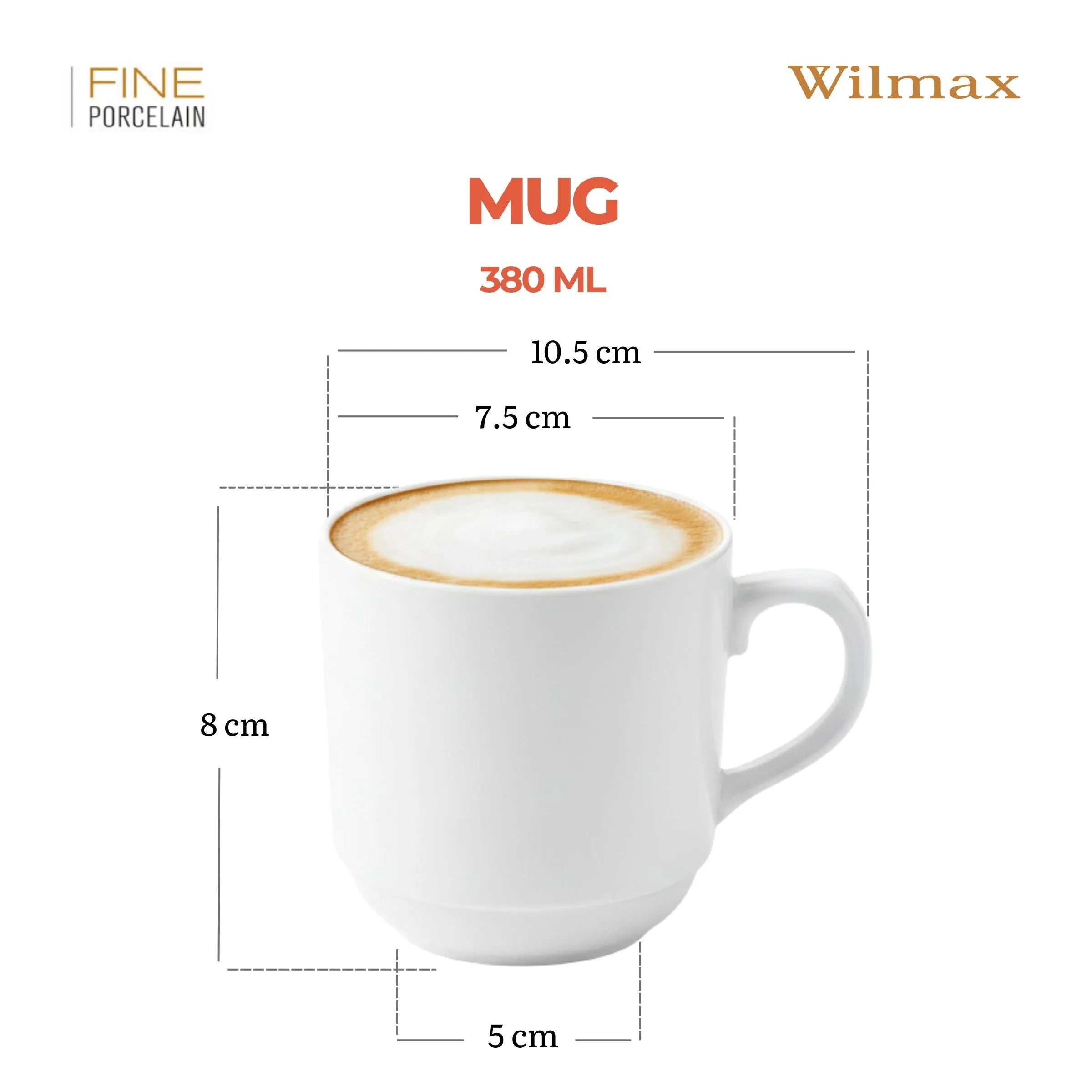 Wilmax Tasse 250 ml Weiß aus Porzellan