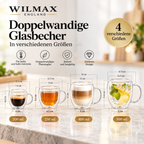 Wilmax Doppelwandige Tasse 500 ml Transparent aus Glas