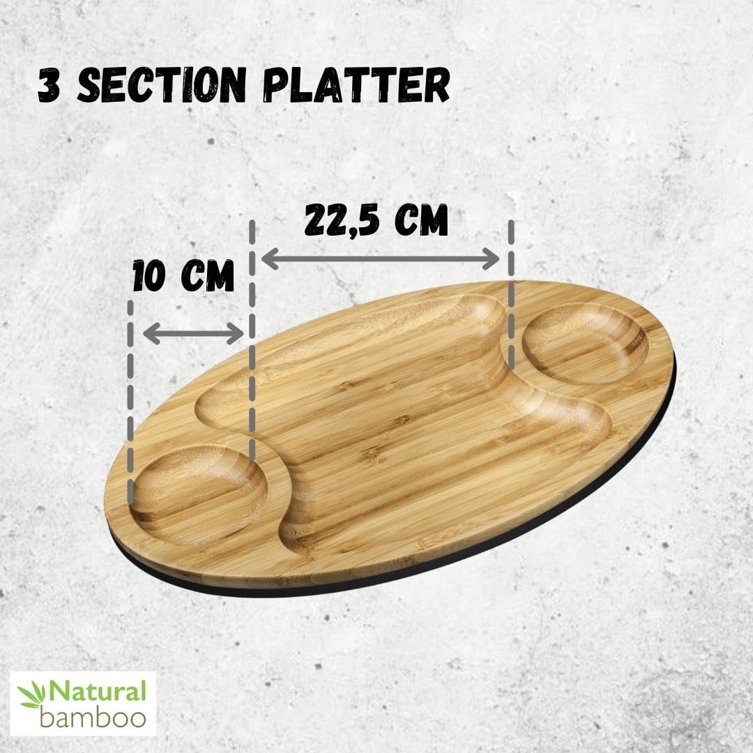 Wilmax WL-771198/A 3-teilige Platte aus Bambus, 50.5cm Länge, 28cm Breite