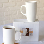 Wilmax Servierset 4-teilig mit Bambustellern 28 × 17,5 cm und Porzellanbechern 630 ml